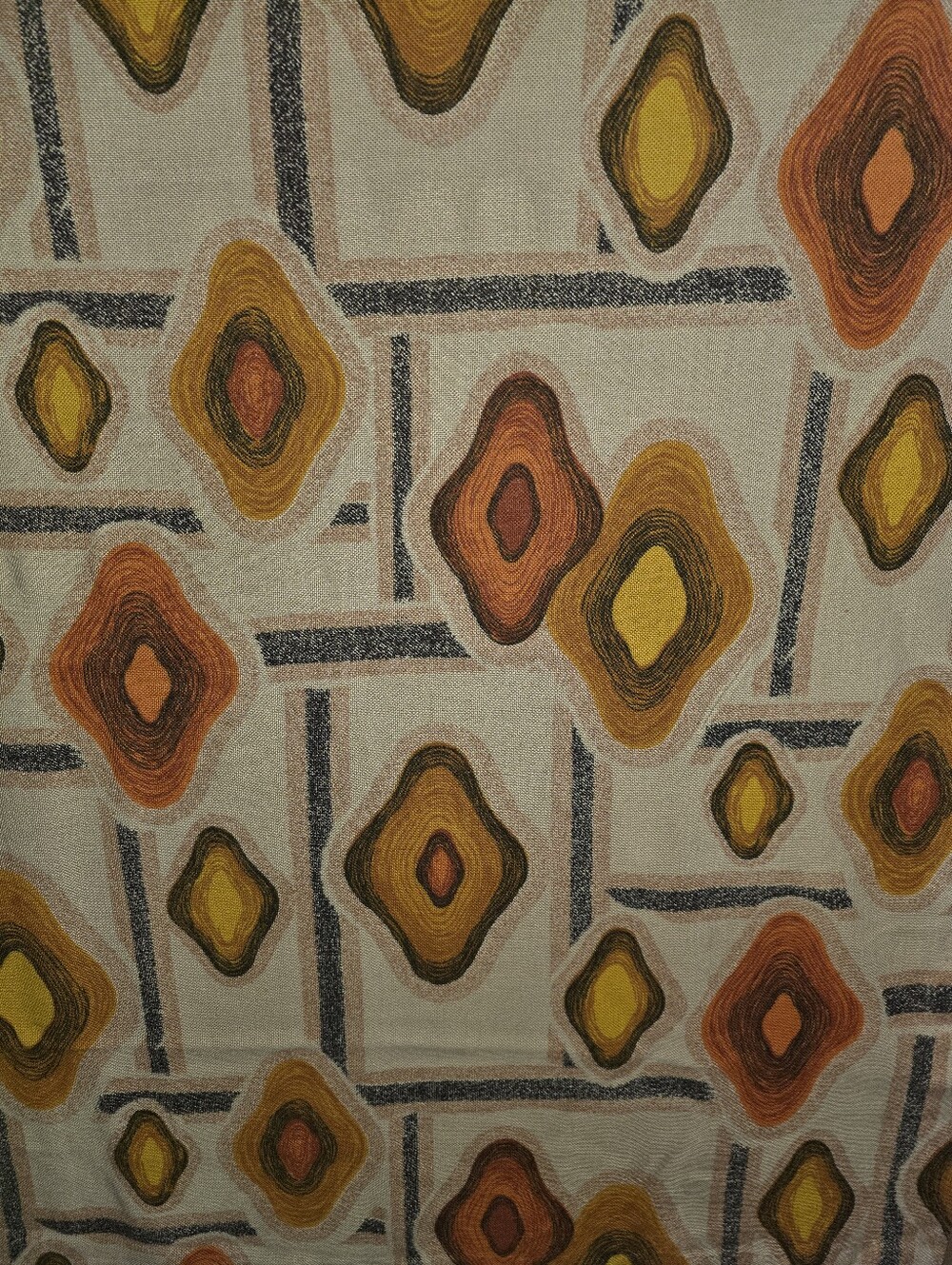 Mid Century 1970s Op Art Curtain/vintage fabric Barkcloth